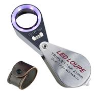 10x Loupe De Poche Pliable, Loupe De Bijouterie,Loupe De Poche à LumièRe UV LED pour Les Pierres PréCieuses, Bijoux, PièCes De Monnaie, Timbres