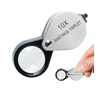 10x Loupe Grossissement Bijoux Loupe 16mm, Triolet Optique Optique Inoxydable Acier Corps Hâte Escamoter Mini Conception Poche Outil Loupe pour Timbre et Pièce de monnaie Collectionneurs, Amateurs