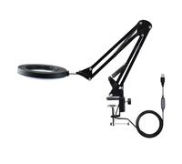 10X Magnifying Glass with Light Brightness 3 Colors Flexible Arm Workbench Light with Clip for Electronic Repair Craft Reading Model Making White (Noire)