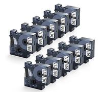 10x MarkField Ruban compatible pour Dymo Rhino Étiquettes Industrielles Vinyle 12mm x 5,5m, Noir sur Blanc, 18444, Compatible pour Dymo Rhino 4200 5000 5200 6000 1000 3000