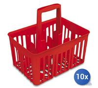 10X PANIER PORTE-BOUTEILLES LT 1 EN PLASTIQUE ROUGE À 6 PLACES