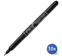 10X Pica Marché Marqueur Permanent 533 Pica Pointe F fine Mm 0,7 Noir