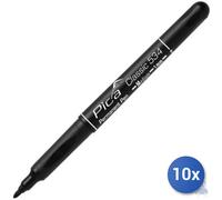 10x Pica Marché Marqueur Permanent 534 Pica Pointe Moyenne Mm 1,0 Noir