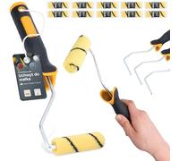 10x Rouleau Peinture 10 cm Recharge Laque Façade Mur 3x Support Outils Peintre Travaux Rénovation Haute Absorption Finition Lisse Application Facile