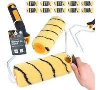 10x Rouleau Peinture 18 cm Recharge Laque Façade Mur 2x Support Outils Peintre Travaux Rénovation Haute Absorption Finition Lisse Application Facile