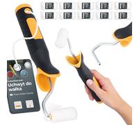 10x Rouleau Peinture 5 cm Manche Support Ergonomique Kit Murs Plafonds Meubles Façade Travaux Rénovation Pratique Facile Surfaces Verticales Horizontales