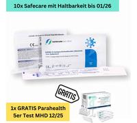 10x SAFECARE BIOTECH COVID-19 Antigène Test rapide Corona | CE 2934 | MHD 01/26 | 1x PARAHEALTH 5 MHD 12/25