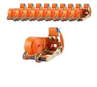 10x Sangle D’Arrimage à Cliquet Profi Baumarktplus 8 m 4 t 4000 kg TÜV/GS Orange