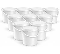 10x Seau en plastique 11L avec couvercle - anti-fuite, PP, blanc