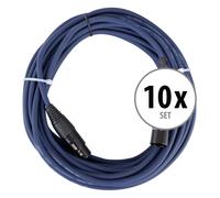 Pronomic Lot de 10 câbles Stage DMX3-10 10 mètres (pour câblage d’effets lumineux, contacts dorés, gaine bleue, XLR mâle vers XLR femelle)