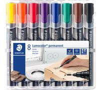 10x STAEDTLER 352 WP8 marqueur permanent Lumocolor® permanent marker, rechargeable, env. 2 mm, 2 rouge, 3 bleu
