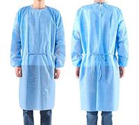 10x Surblouse Jetable Médicale Déperlante 25GSM - 100% Polypropylène Non Tissé - Taille Unique CE - Sachet de 10Pcs - Protection Catégorie Classe I - Qualité Professionnelle - Bleu