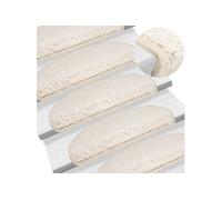 vidaXL Tapis d'escalier 10 pièces 65 x 21 x 4 cm Blanc Demi-rond Grand 149811