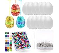 10x Œufs en polystyrène - Paillettes multicolores - Epingles, DIY décoration de Pâques
