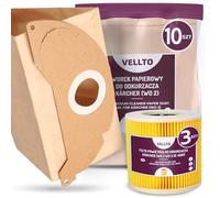 10x Vellto Sac Aspirateur Compatibles avec Kärcher 6.904-322.0 WD2 MV2 SE 2001 3001 A 2054 2004 2024 Sacs de Rechange Poussière Filtres avec 3x Filtre à Air Plissé Cartouche