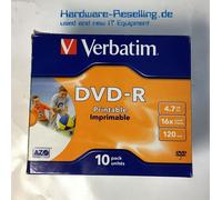 10x Verbatim Dvd-R Imprimable Rohlinge 4,7GB 16x 120min Avec Boîte de Bijoux