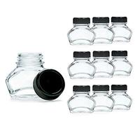 10x Verre à encre, pots d'encre, verre à bijoux avec bouchon à vis noir, volume 30ml, Ø filetage 30mm