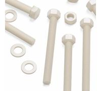 10x Vis à tête Nylon Naturelle Hexagonale, M10 x 100mm, Ecrous et boulons en plastique, Rondelles, Nylon, Naturelle