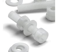 10x vis CHC en PVDF naturel M4 x 20mm, écrous & rondelles