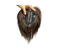 10X11cm Partie Centrale PU Cuir Chevelu Clip Dans Toppers Avec 3D Air Bangs Frange Invisible Cheveux Humains Toppers for Femmes Hair Extensions Pièces Wigs(Dark Brown 8inch)