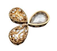 10x14mm 13x18mm DR Verre Cristal Colle Dans Belle Poire Eau Strass Or Griffe Réglage Coudre Sur Pierre for Robe De Mariée Bricolage(Gold champagne,10x14mm)