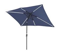 10x6ft Solar Power LED Patio Umbrella Parasol Sunshade Tilt with Crank, Easy to Control and Install Patio Umbrella