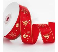 10Yards Bronzing Ribbons Printed Polyester For Bow Box Packaging Tape Diy Decoration Crafts 25mm(4Red ribbon)