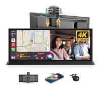 11,26 Pouces HD Touch Ecran Carplay Voiture, 4K Carplay Voiture avec Caméra Frontale 350° Carte SD 64G Android Auto Car Play Voiture, Drive Buddy Carplay pour Navigation GPS Enregistrement en Boucle