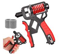 11-364 Lbs Hand Grip Strengthener Workout - Adjustable Hand Gripper With Counting - Non-Slip Silicone Hand Exerciser Grip Strengthener - Heavy Duty Hand Grip Strengthener (Red,Mechanical Counter)