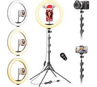 11.5" Ring Light avec Trépied Extensible - Anneau Lumineux | Professionnel avec 3 Modes 10 Niveaux de Luminosité LED Selfie Lights pour Maquillage,TikTok,Youtube,Streaming en Direct