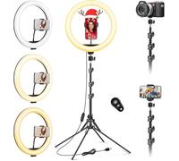 11.5" Ring Light Professionnel avec Trépied Grand, [Mise à Niveau] 1m77/69.5" Trepied Smartphone Lumineux, Selfie LED Anneau Lumière pour Maquillage