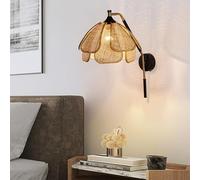 11,8 Pouces Lampe Ferme Cuisine Grange, Les lumières d'applications bohèques rétro, Un Abat-Jour tissé rotin Naturel pour la Maison Chevet Lecture Salon Couloir de Chambre à Coucher