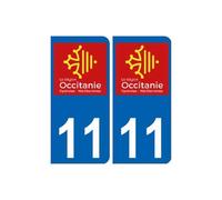 11 Aude autocollant plaque immatriculation sticker auto département sticker Occitanie nouveau logo - Angles : arrondis
