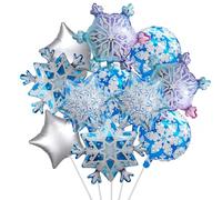 11 ballons en aluminium flocon de neige - Décoration de fête sur le thème de l'hiver