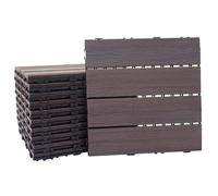 (11 carreaux à 30x30 cm = 1 m² gris-marron) Carreaux en WPC, MCW-E20, aspect bois,pour terrasse, structure 3-D