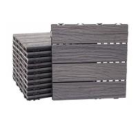 (11 carreaux à 30x30 cm = 1m²) Carreaux en WPC, MCW-E19, aspect bois,structure 3-dimensionnelle,marron antique