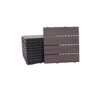 11 carreaux à 30x30 cm en WPC, HWC-E20 aspect bois structure 3-D gris marron