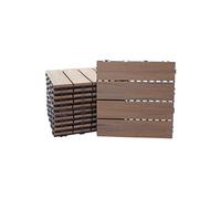 11 carreaux à 30x30 cm en WPC HWC-E20 aspect bois structure 3D marron
