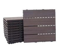 Carreaux En Wpc, Hwc-E20, Aspect Bois,Pour Terrasse, Structure 3-D 11 Carreaux À 30x30 Cm = 1 M² Gris-Marron Gris
