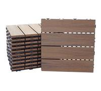 11 carreaux à 30x30 cm en WPC HWC-E20 aspect bois structure 3D marron