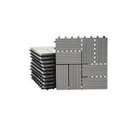 Carreaux En Wpc Rhone, Aspect Bois Pour Balcon/Terrasse, 11 Carreaux À 30x30cm = 1m² Premium, Gris Rectangle Gris