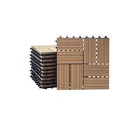Carreaux En Wpc Rhone, Aspect Bois Pour Terrasse, 11 Carreaux À 30x30cm = 1m² Premium, Teak Rectangulaire Marron