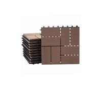 Carreaux En Wpc Rhone, Aspect Bois Pour Terrasse, 11 Carreaux À 30x30cm = 1m² Premium, Coffee Rectangulaire Marron