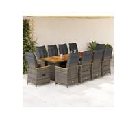 11-delige Bistroset met kussens poly rattan grijs3277270