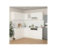 Vidaxl Ensemble De Meubles De Cuisine 11 Pcs Blanc Aggloméré Blanc