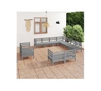 11-delige Loungeset massief grenenhout grijs3083216