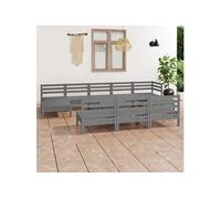 11-delige Loungeset massief grenenhout grijs3083371