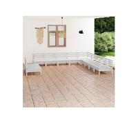 vidaXL 11-delige Loungeset massief grenenhout wit3083145 Blanc G