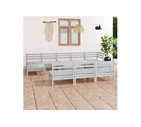 Vidaxl Salon De Jardin 11 Pcs Blanc Bois De Pin Massif Blanc
