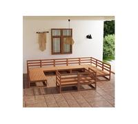 Salon de Jardin 11 pcs Mobilier de Patio Meubles d'Extérieur Mobilier de Jardin Ensemble de Meubles de Terrasse Bois de Pin Massif 3076212